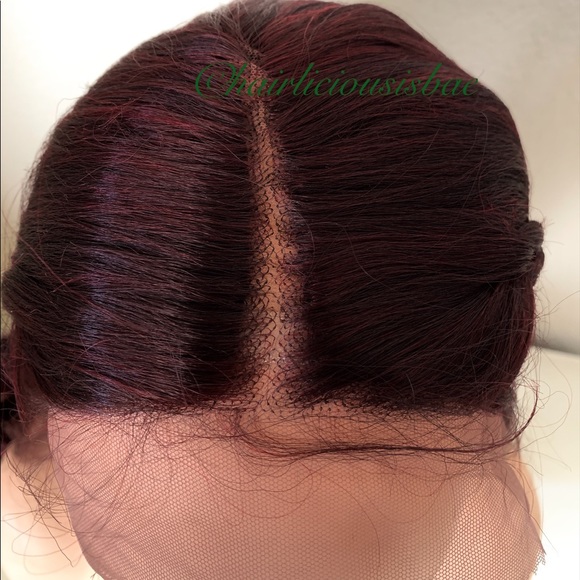 Burgundy wig lace front middle part 24 inch long - Picture 4 of 7